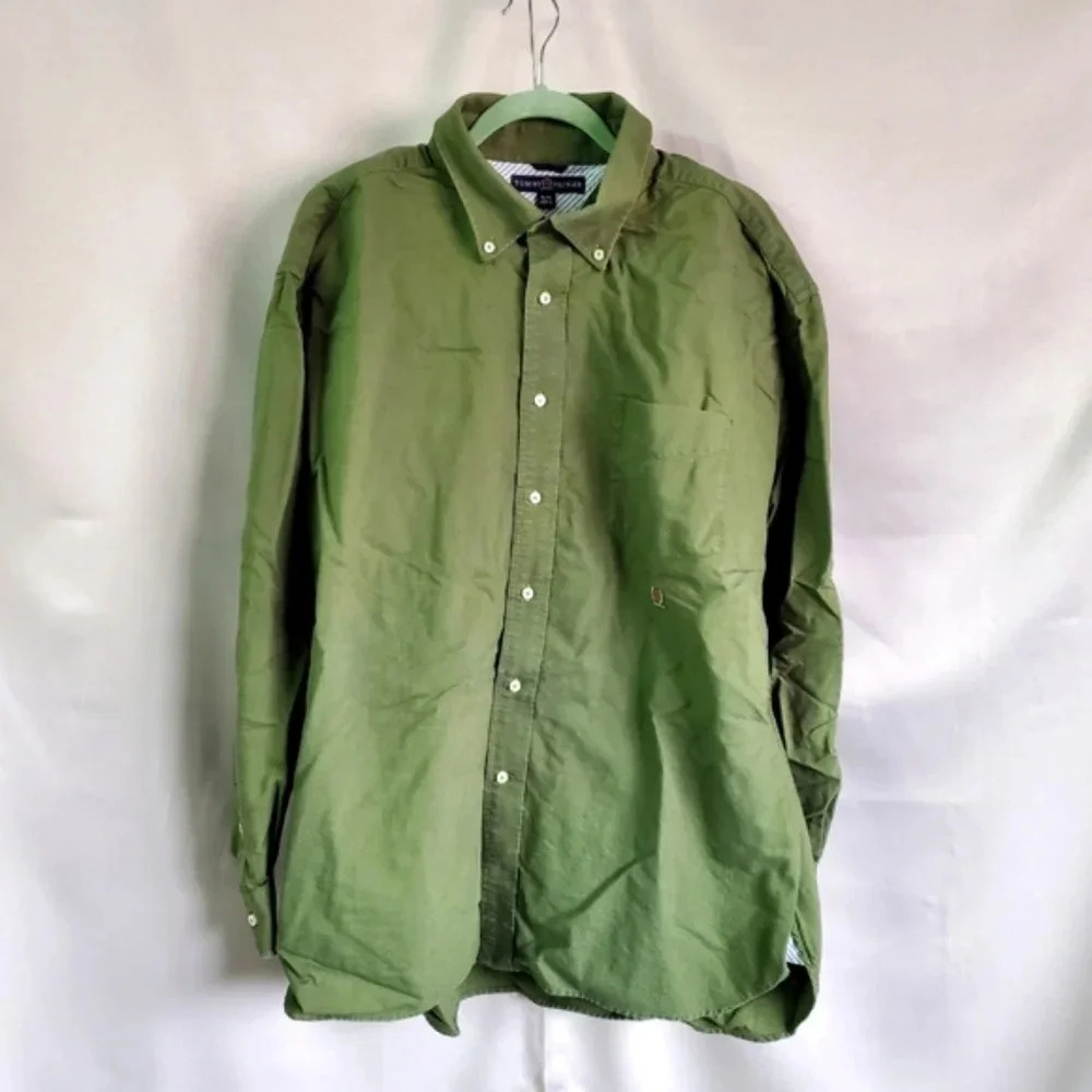 Vintage Tommy Hilfiger  Button Down Shirt In Green Sz Xl